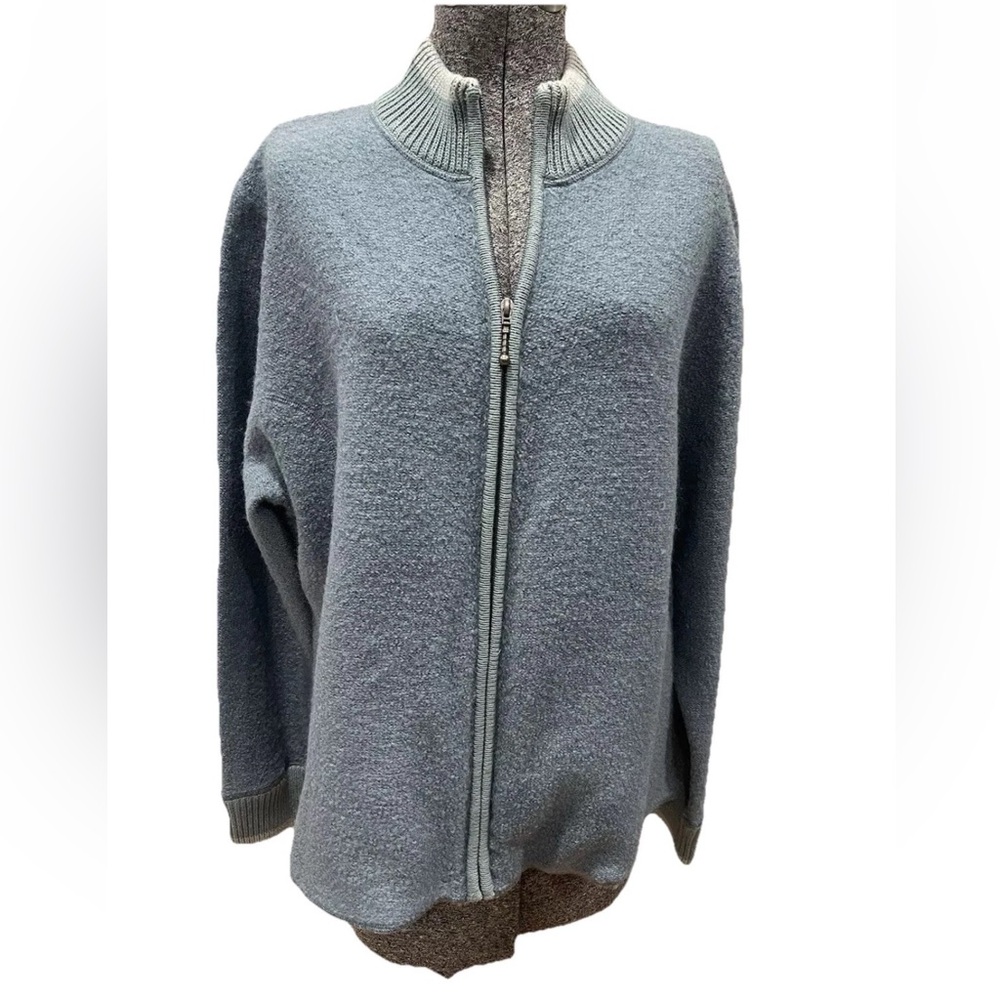 Cabela’s ladies 2XL regular slate blue‎ wool/cotton blend full zip up sweater
